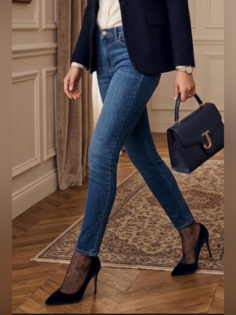 J. Crew Slim High Rise Skinny Jeans in Mid Blue Wash